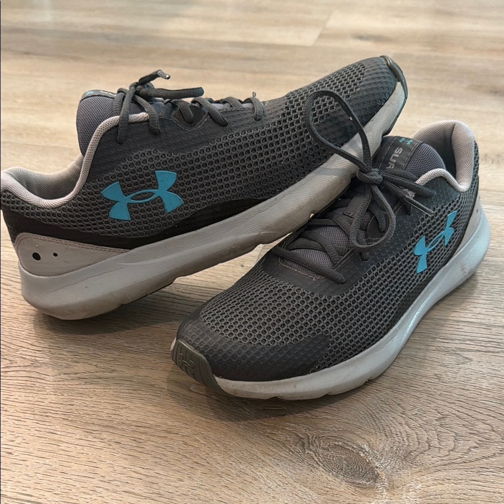 Under Armour Gray Athletic Sneakers with Teal Logo